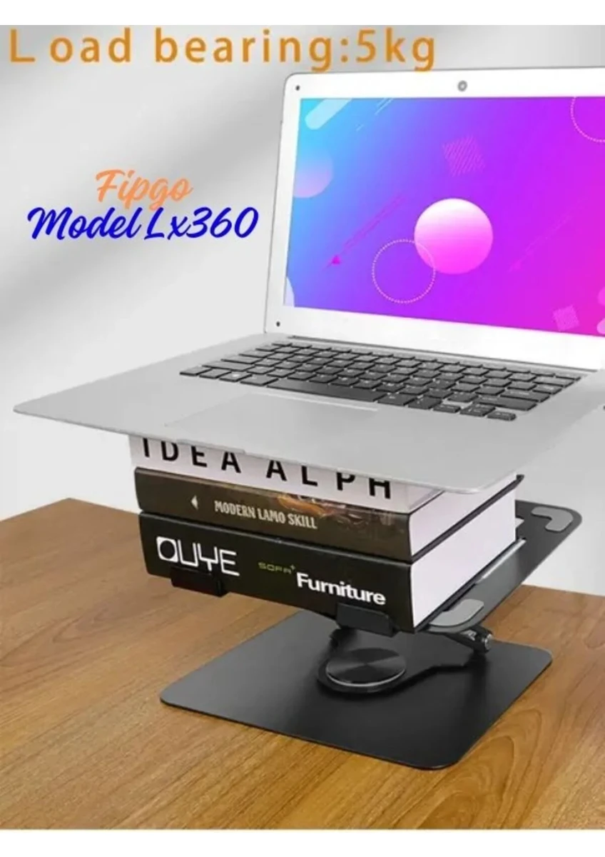 Fipgo-Model LX360 Ayarlanabilir Katlanabilir 360 Derece Dönen Metal Notebook Laptop Yükseltici Stand